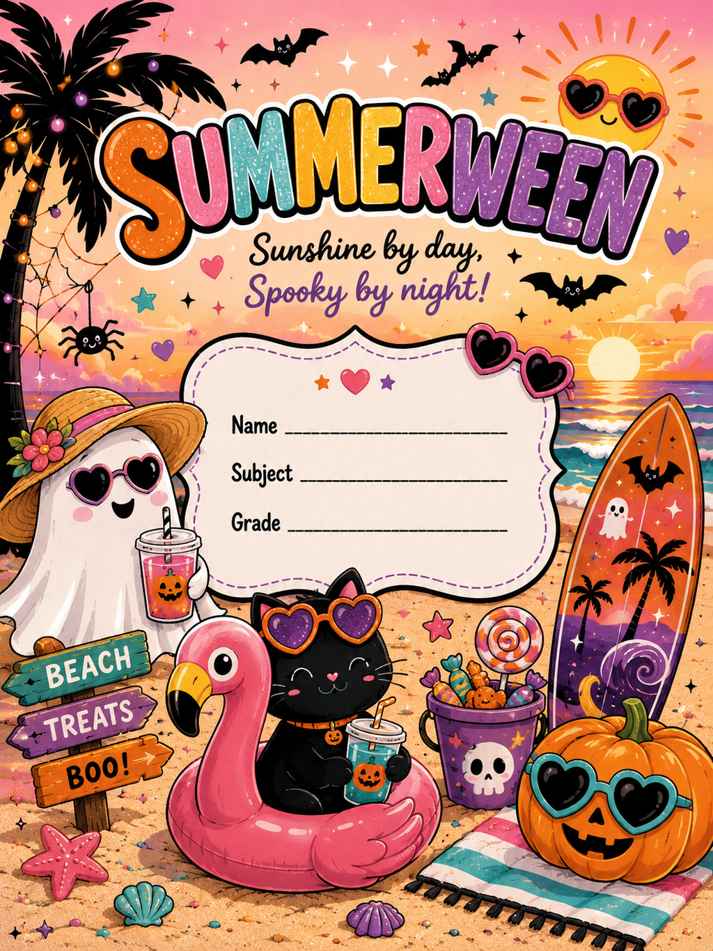 Ghostly Summerween Vinyl Notebook Cover