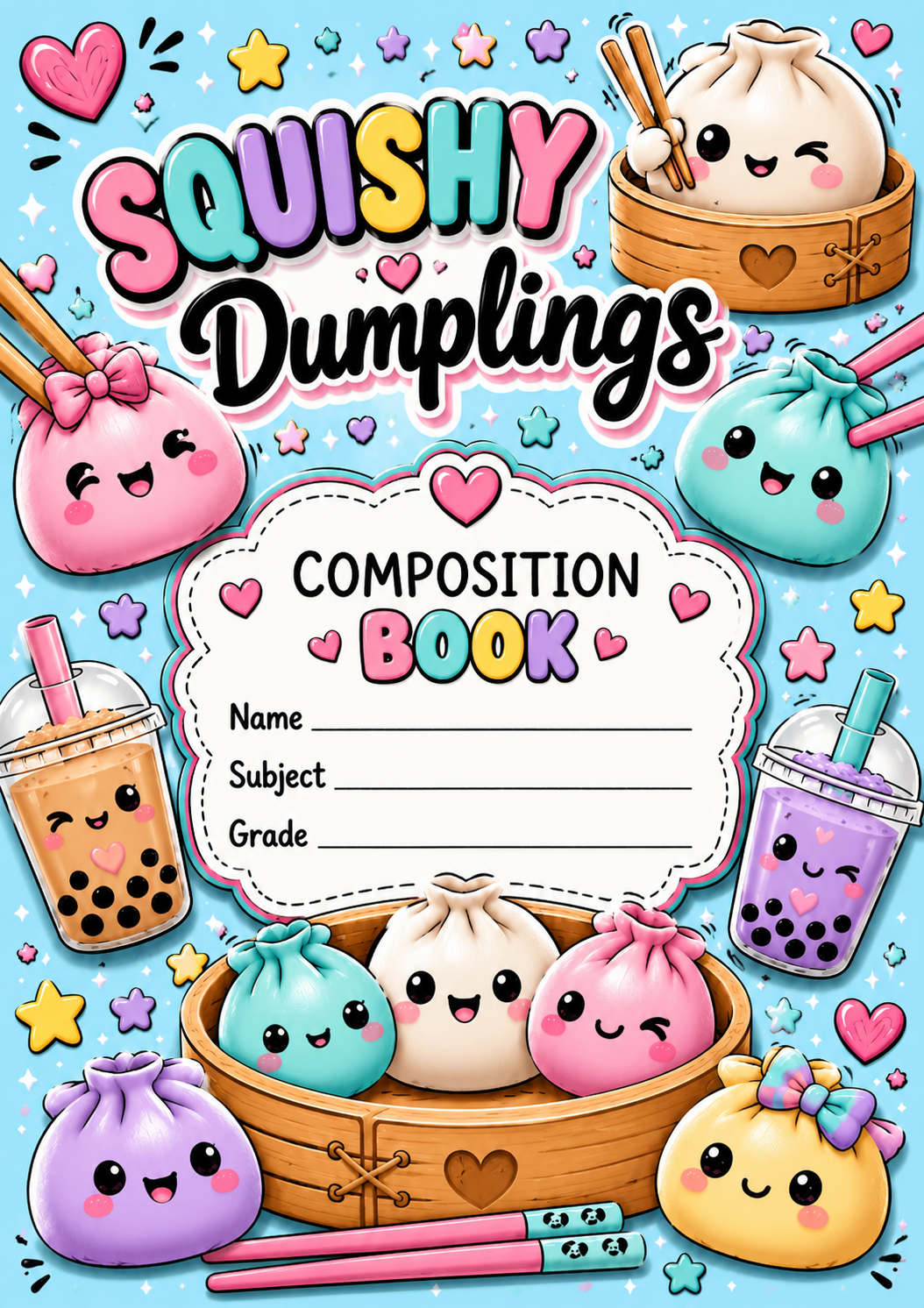 Blue Dumpling Stick & Peel Notebook Cover