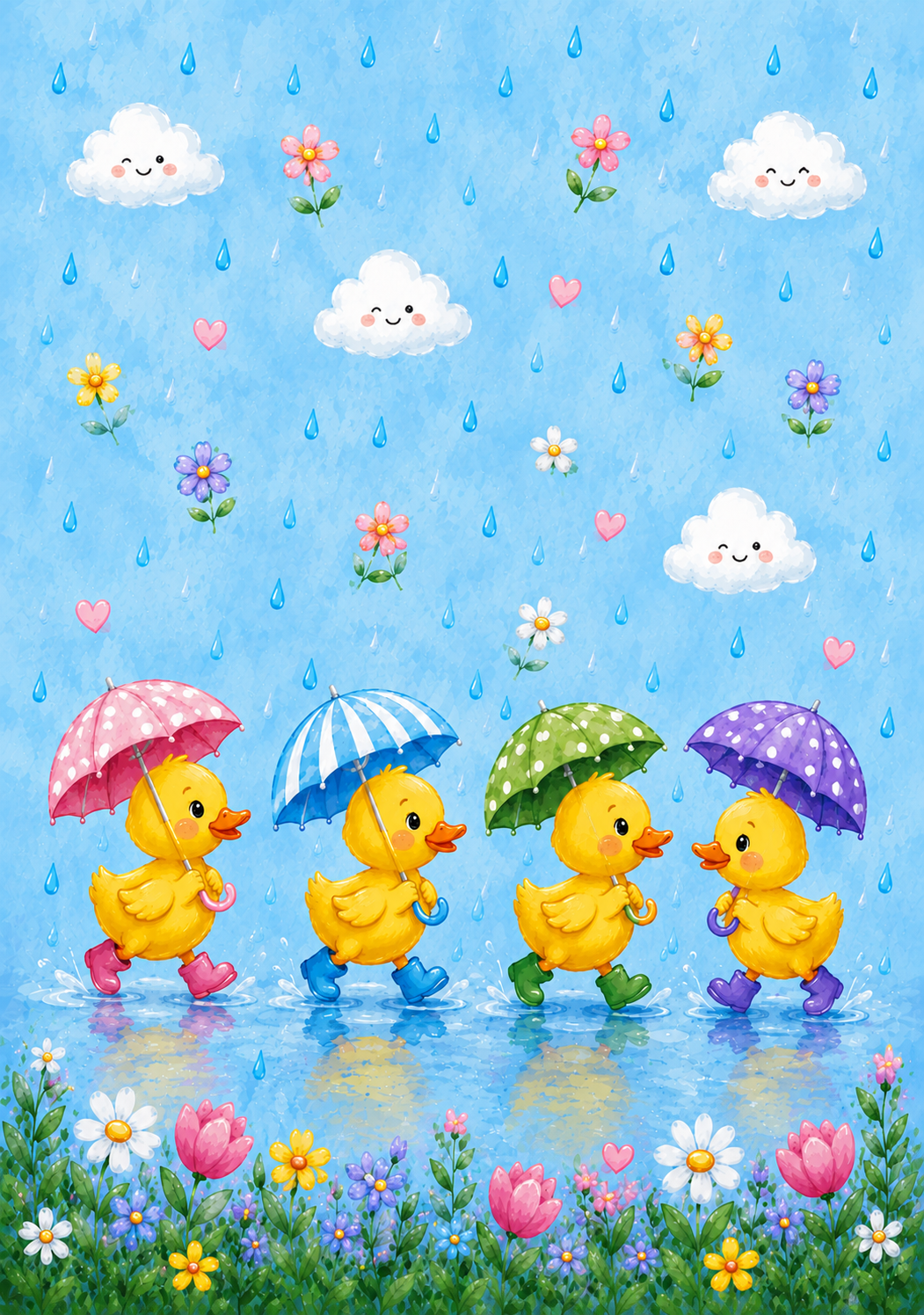 Rainy Day Duckies Stick & Peel Notebook Cover