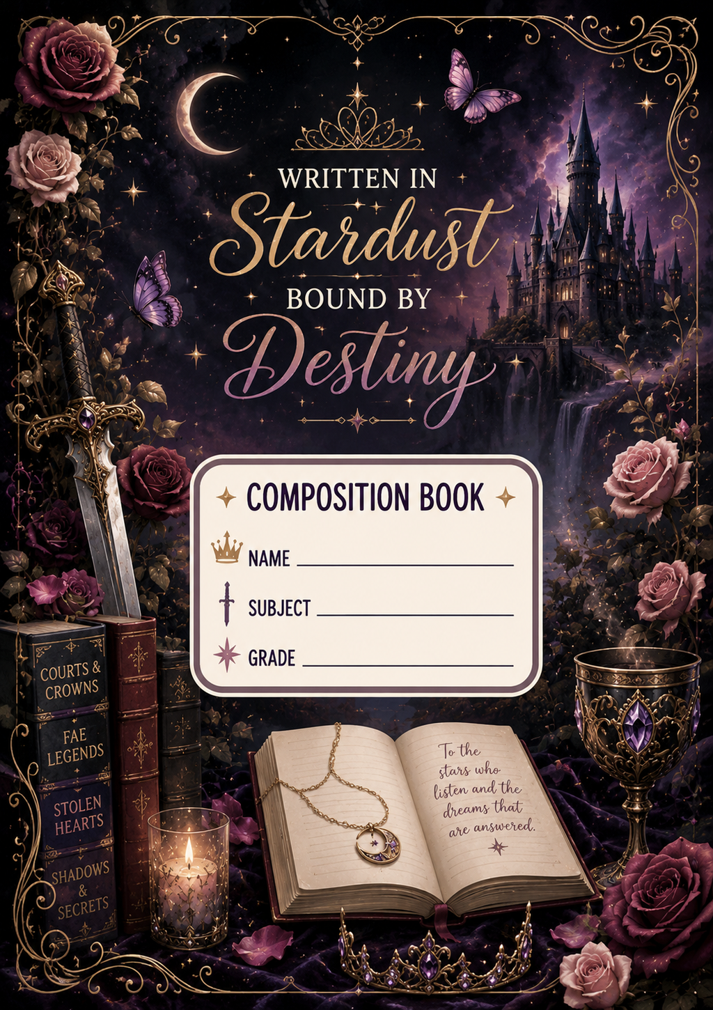 Romantasy Stick & Peel Notebook Cover