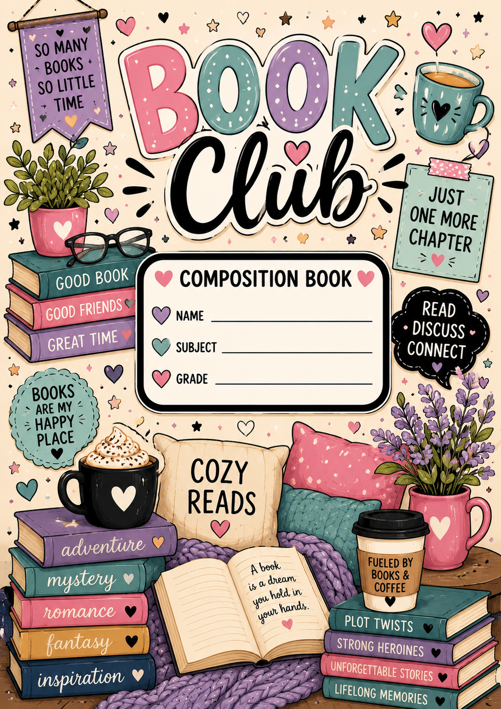 Book Club Stick & Peel Notebook Cover