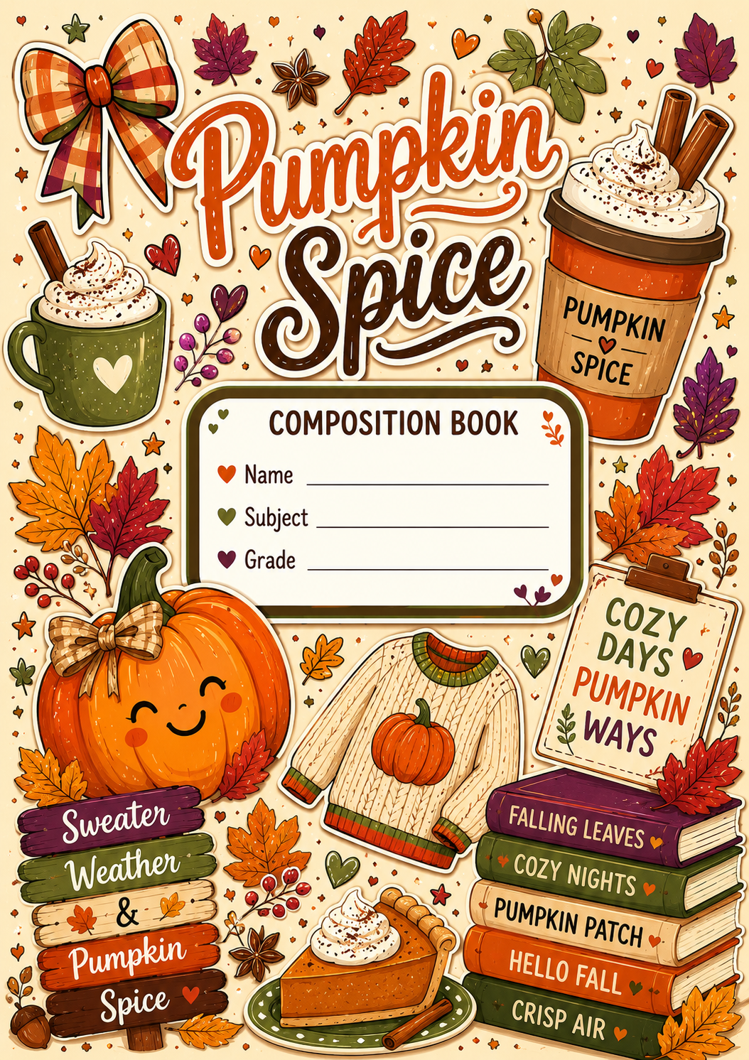 Pumpkin Spice Stick & Peel Notebook Cover