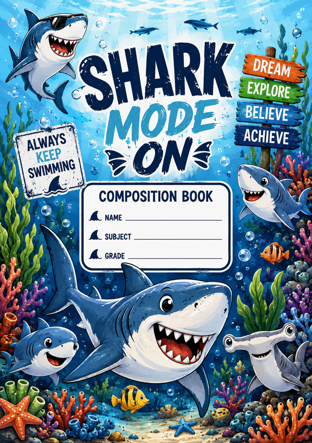 Sharks Stick & Peel Notebook Cover
