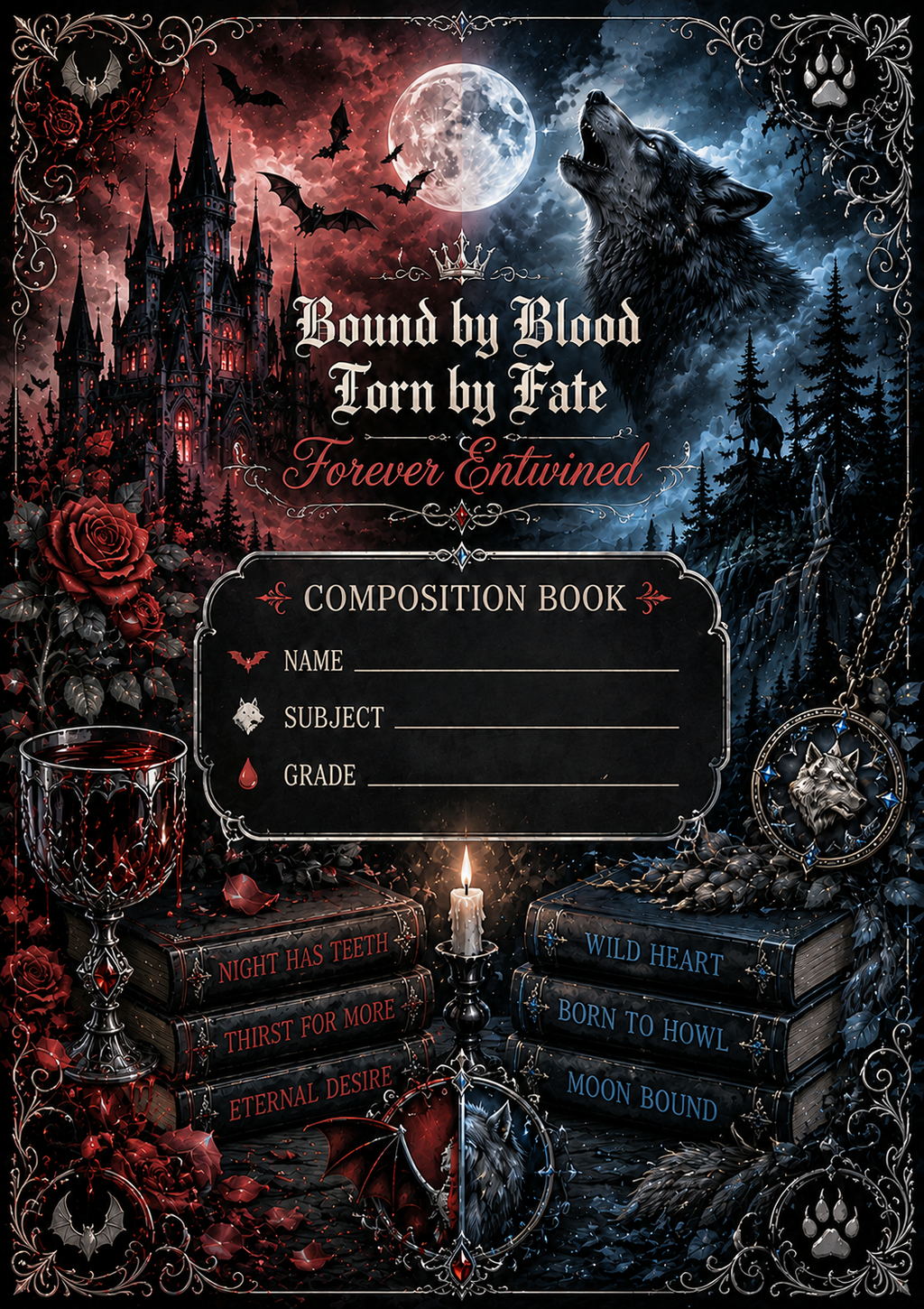 Vampire or Werewolf Stick & Peel Notebook Cover