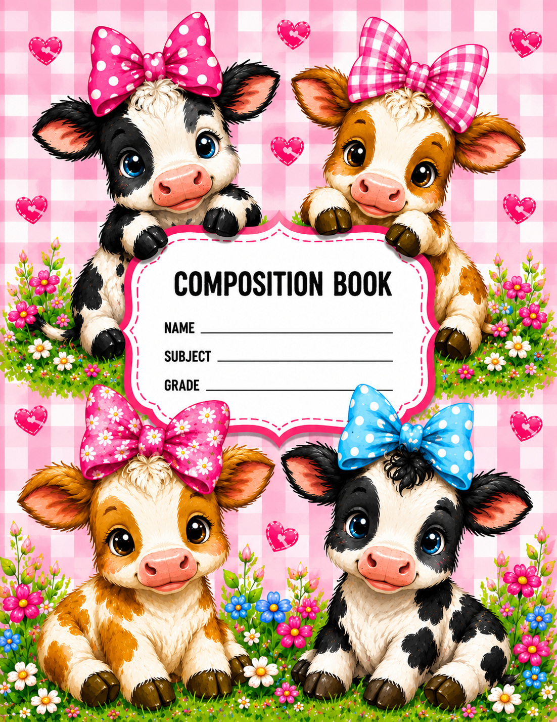 Cows Wearing Bows Stick & Peel Notebook Cover