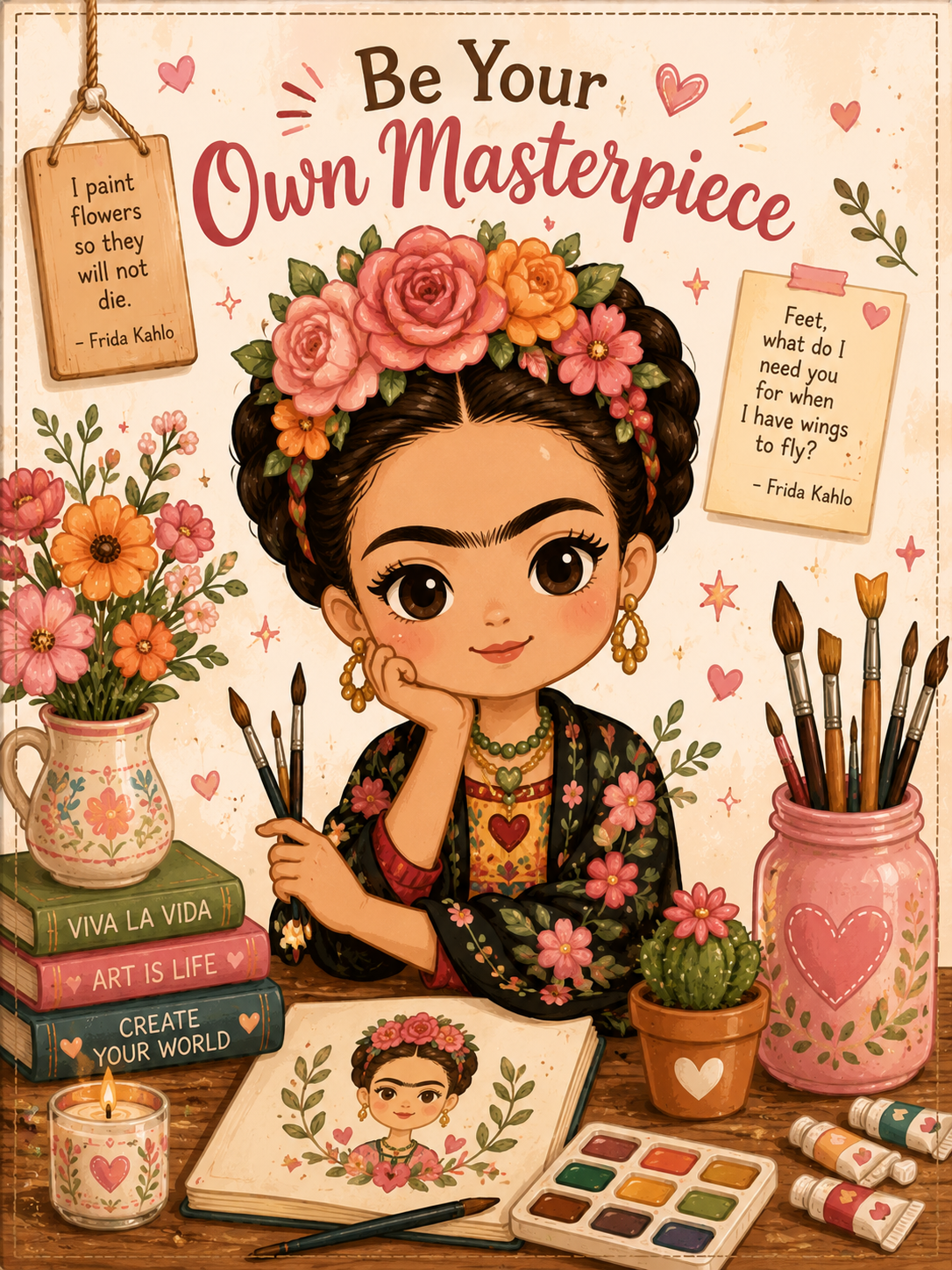 Frida Kahlo Stick & Peel Notebook Cover