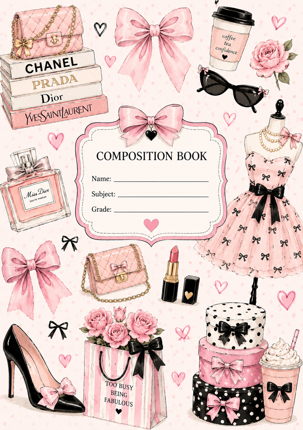 Pink Girlie Fashion Stick & Peel Notebook Cover