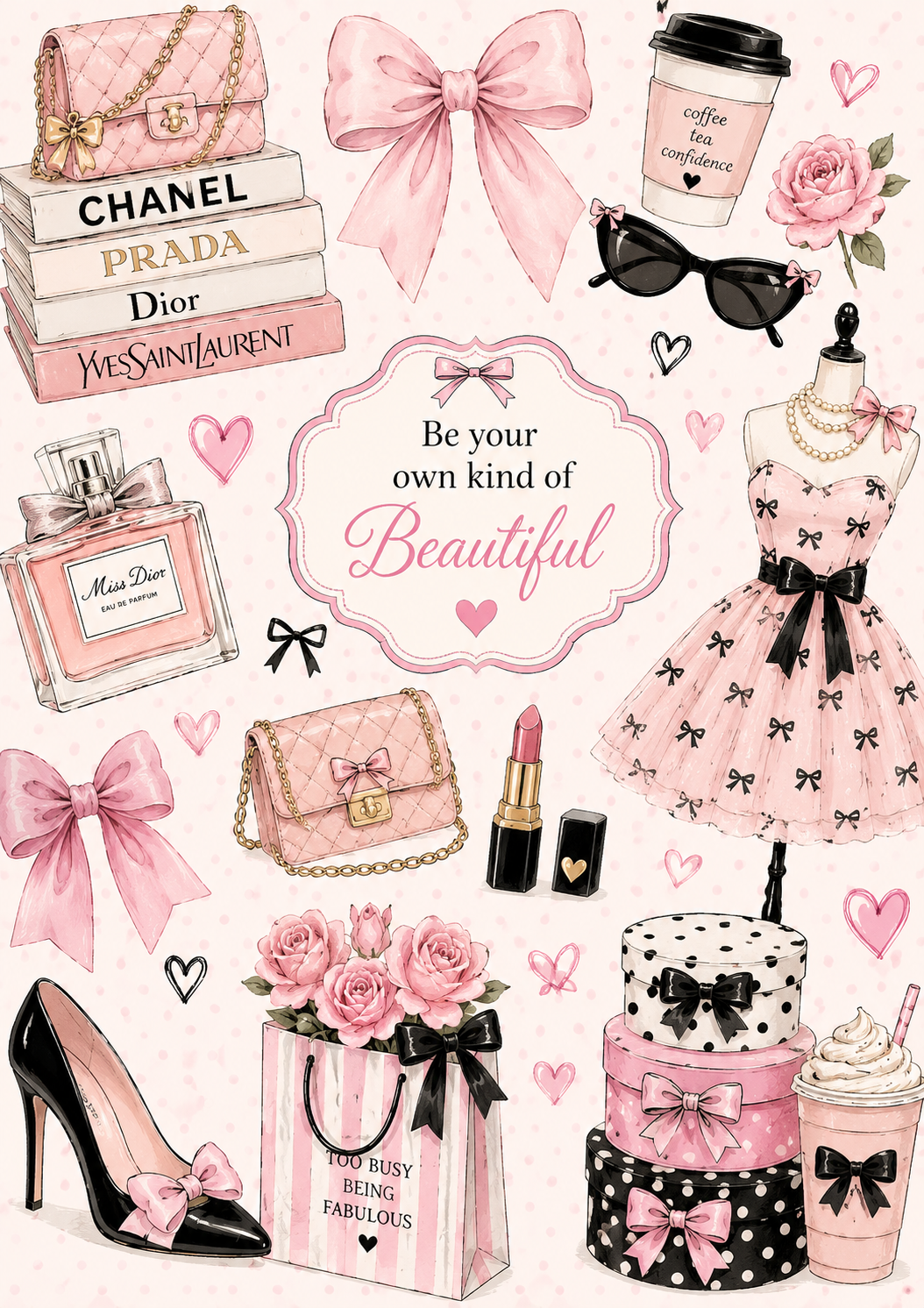 Pink Girlie Fashion Stick & Peel Notebook Cover