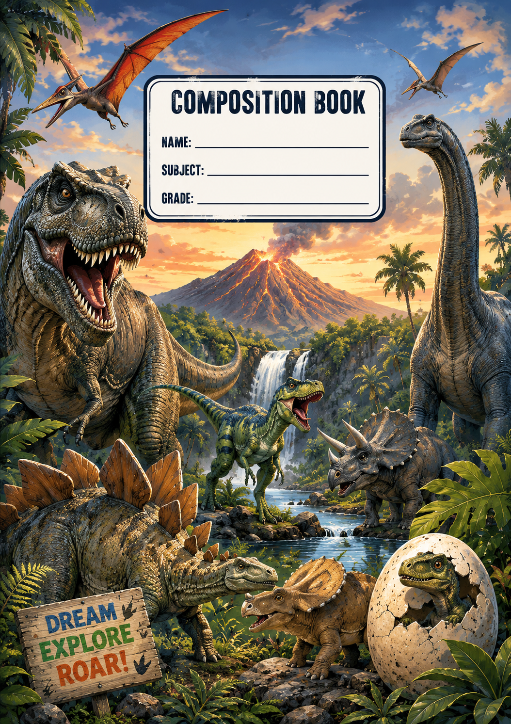 Jurassic Dinosaur Stick & Peel Notebook Cover