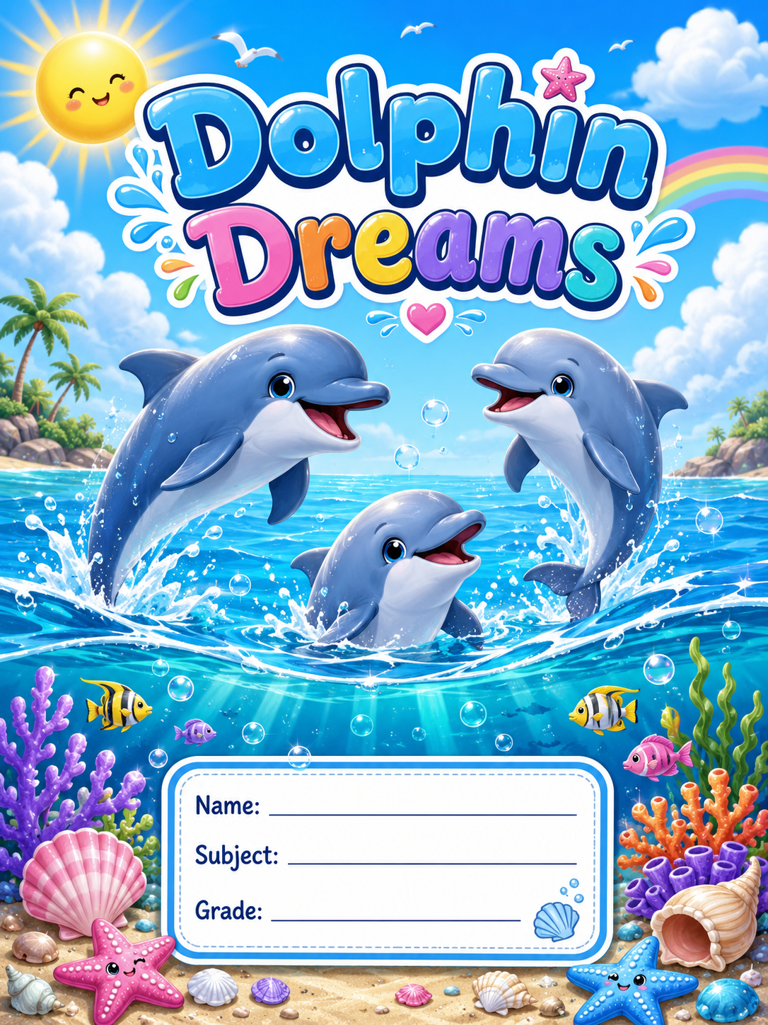 Dolphins Stick & Peel Notebook Cover
