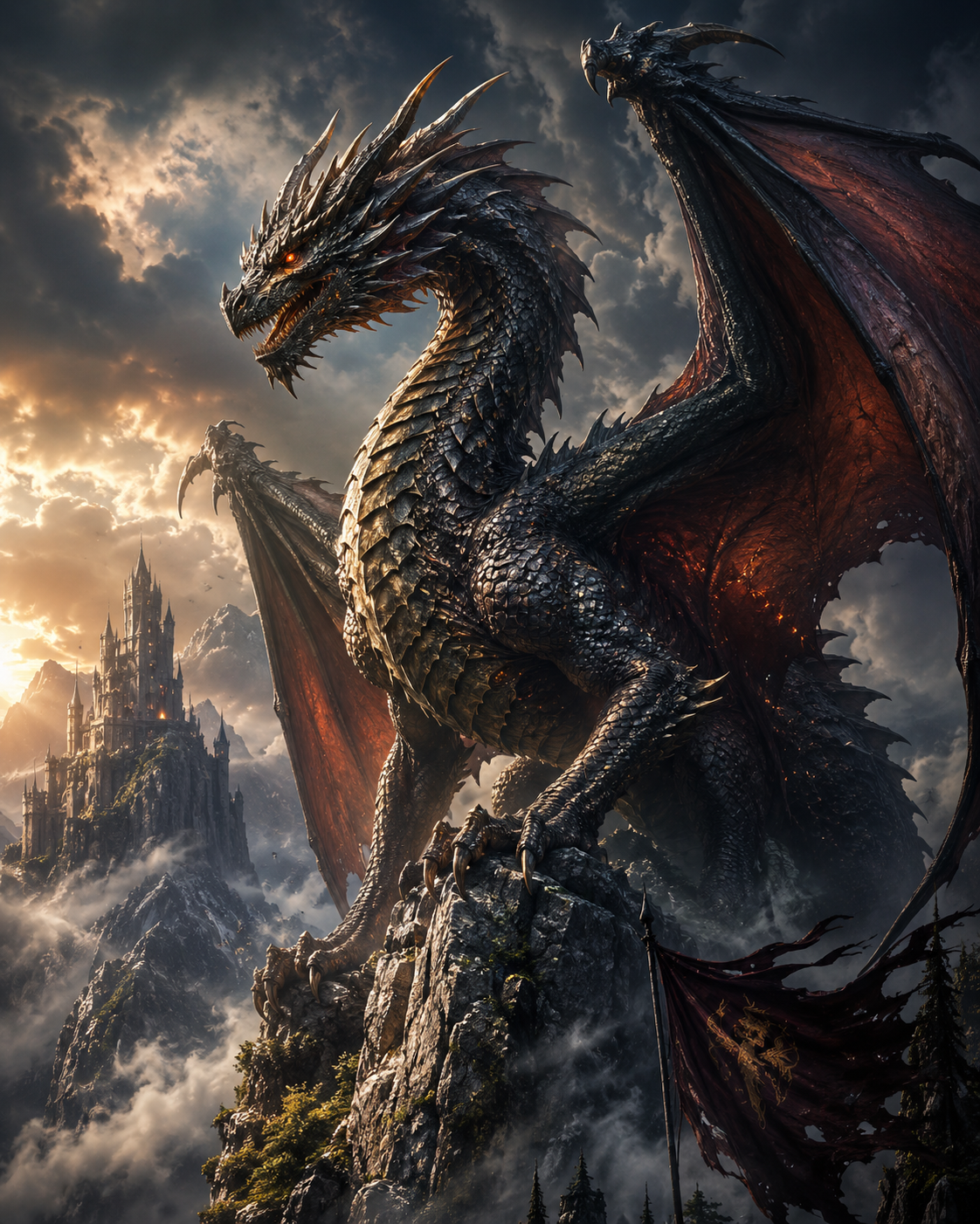 Black Dragon Stick & Peel Notebook Cover