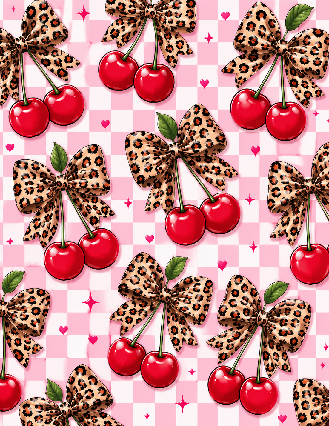 Cherries with Leopard Bow Vinyl Notebook Cover