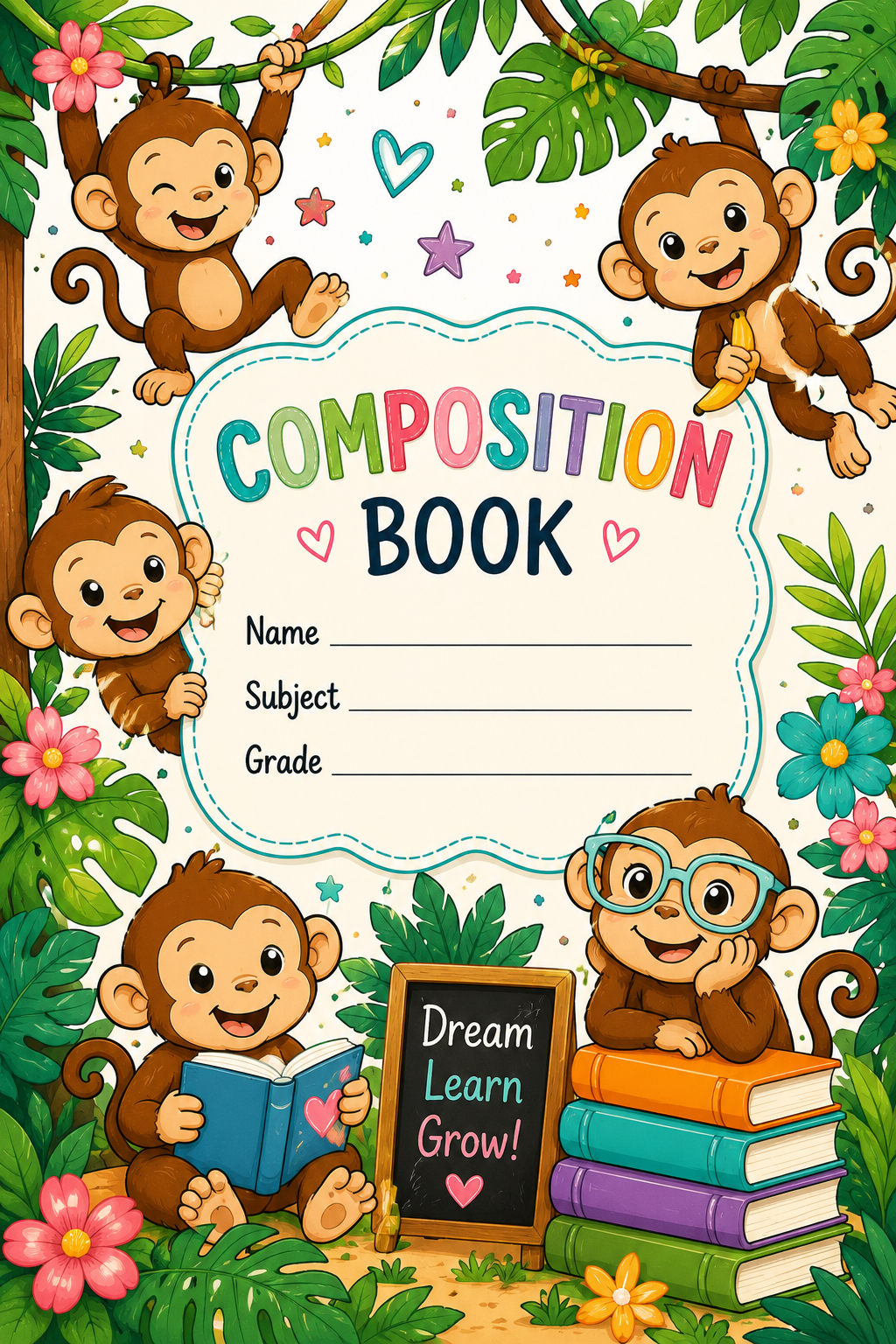 Playful Monkeys Vinyl Notebook Cover