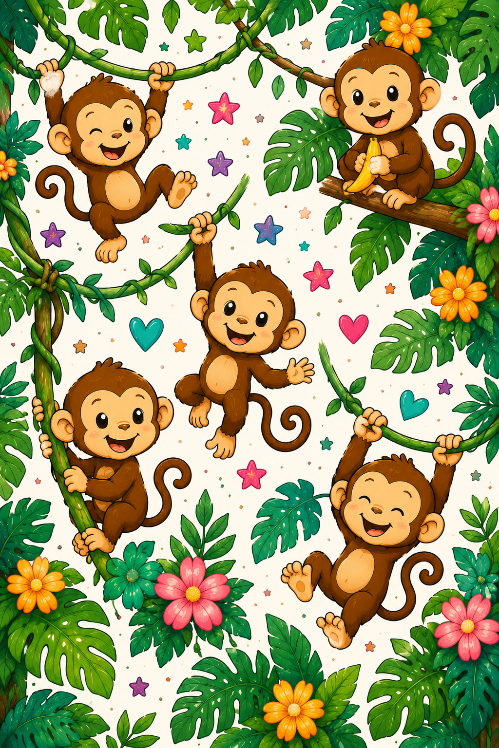 Playful Monkeys Vinyl Notebook Cover