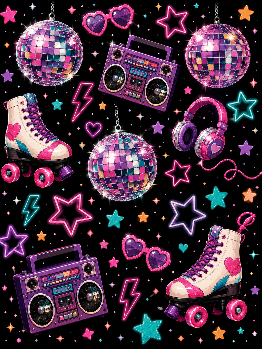 Neon Disco Party Vinyl Notebook Cover