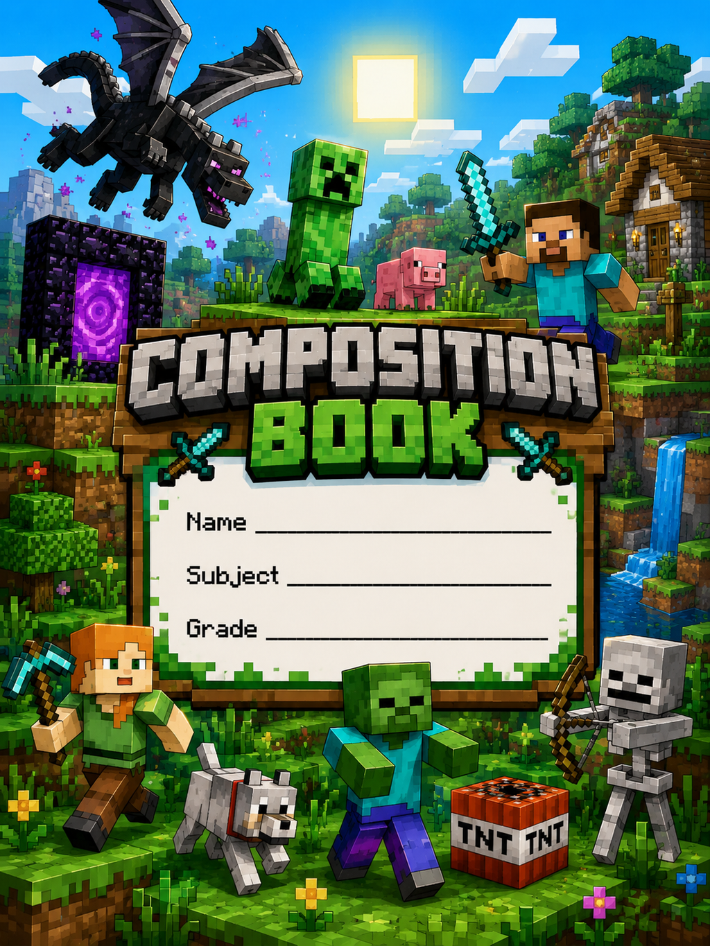 Super Cool Minecraft Vinyl Notebook Cover
