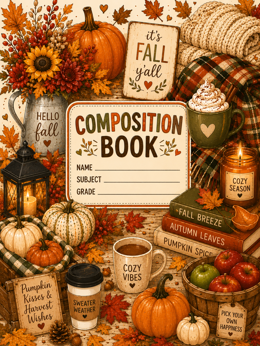 Cozy Fall Vinyl Notebook Cover
