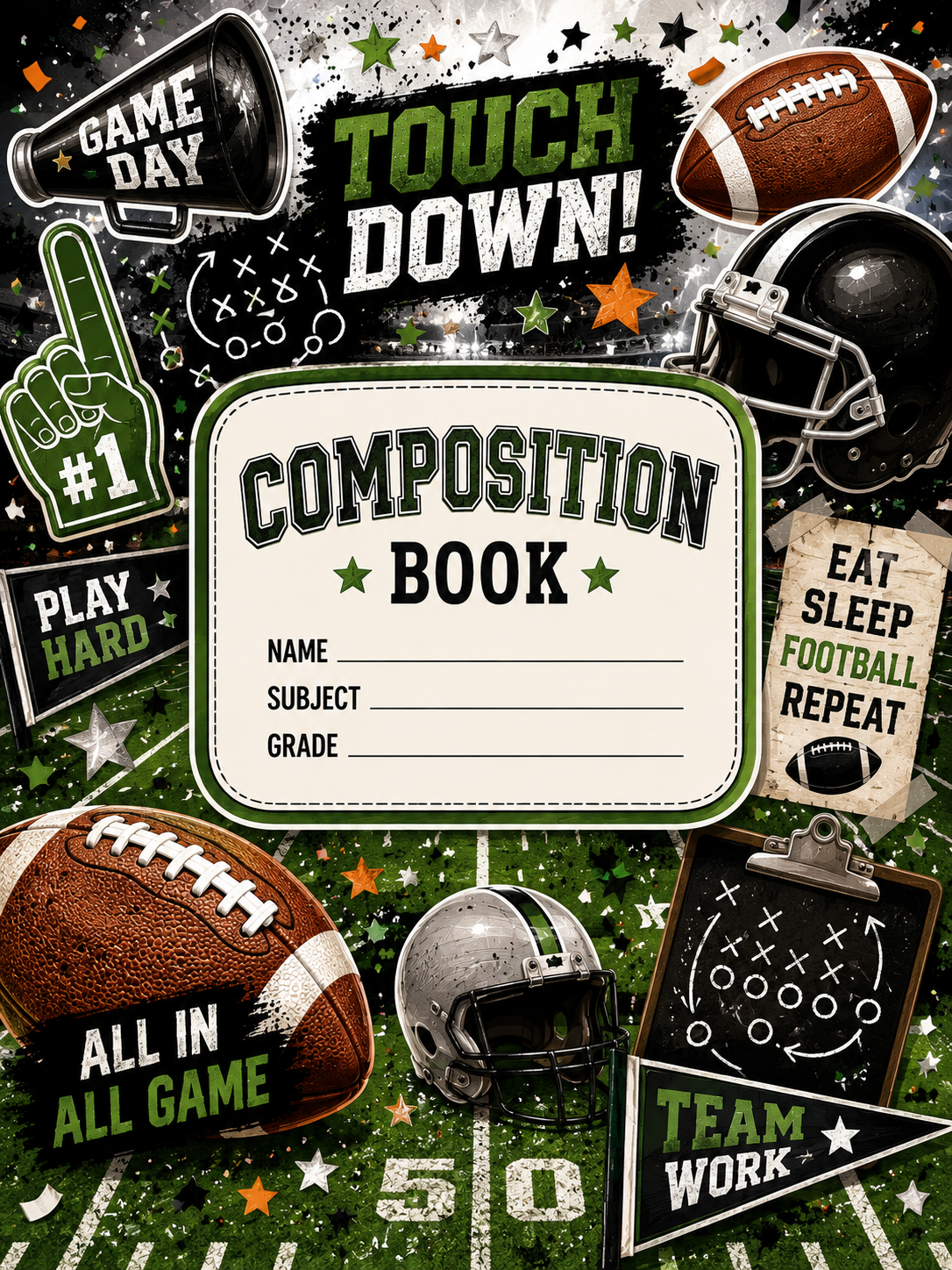 Football Vinyl Notebook Cover