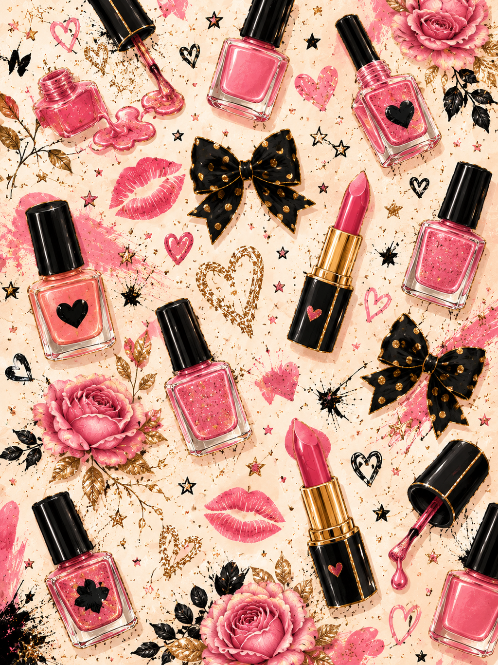 Lipstick and Nail Polish Vinyl Notebook Cover