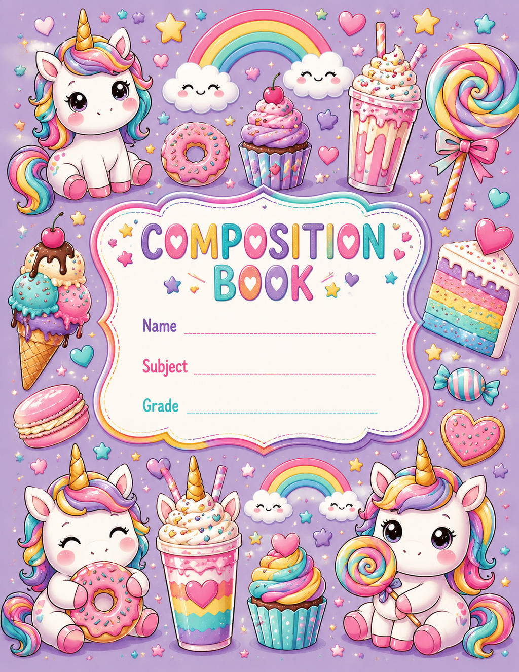 Unicorns and Sweets Vinyl Notebook Cover