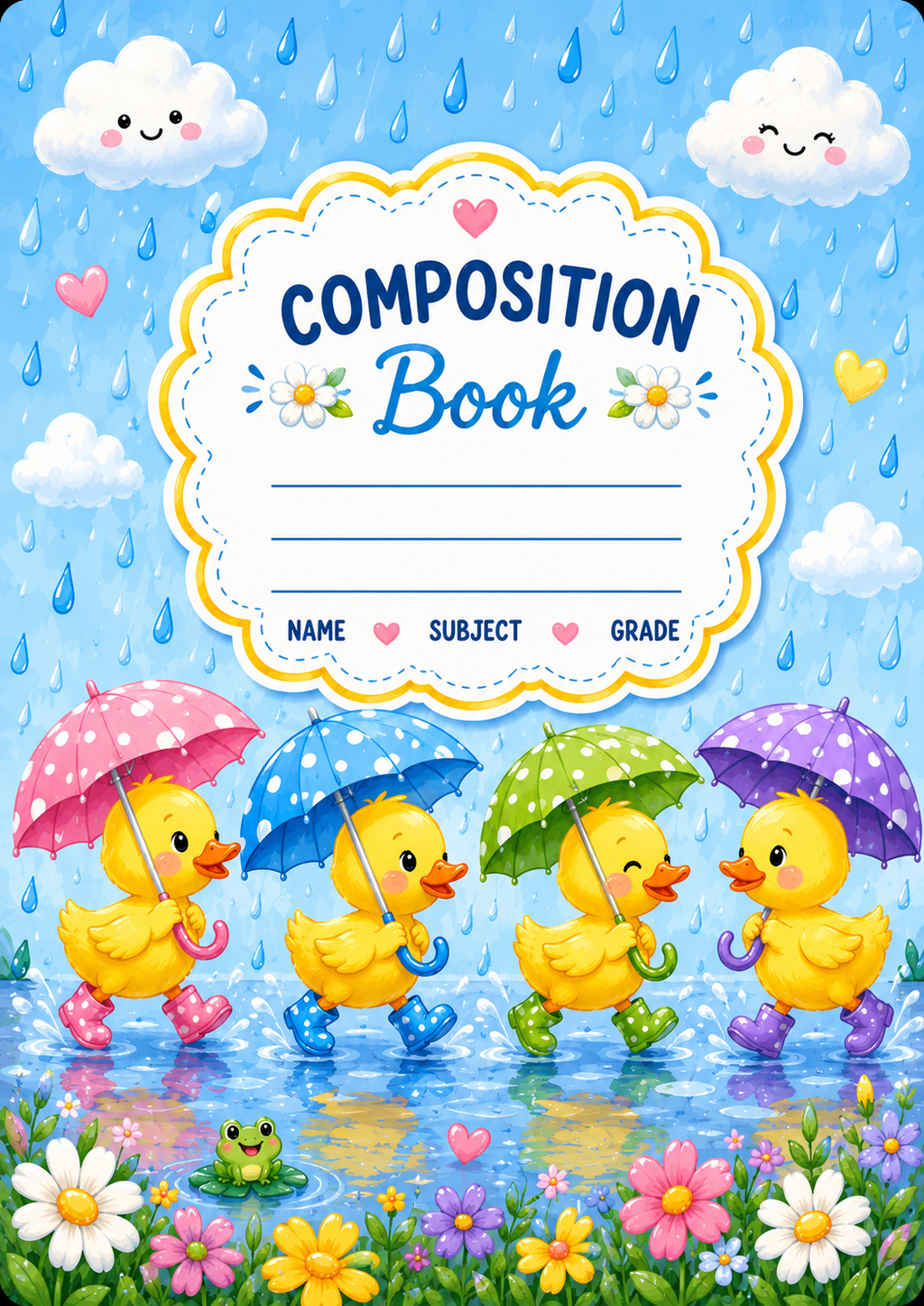 Rainy Day Duckies Vinyl Notebook Cover