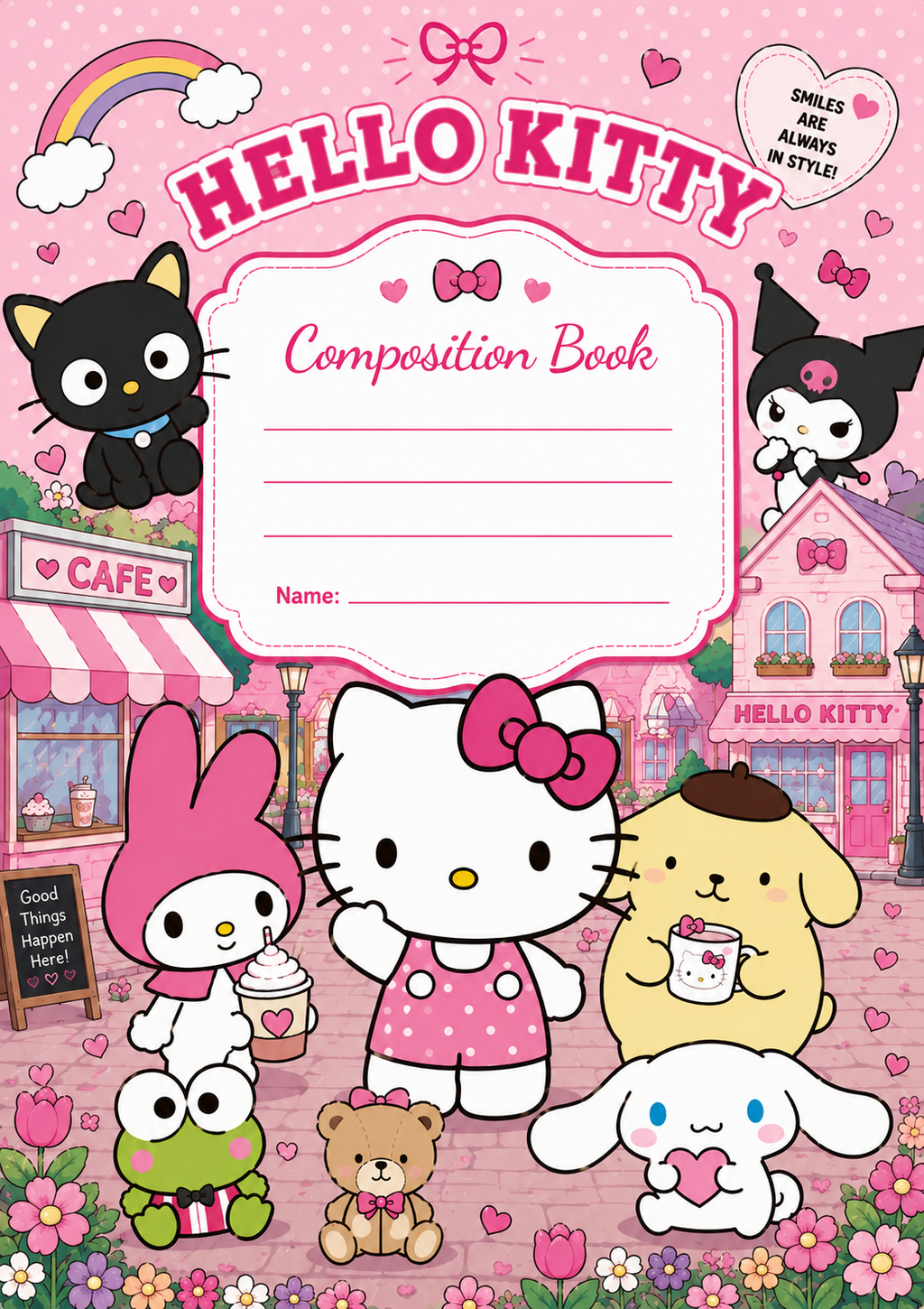 Kitty and Friends Vinyl Notebook Cover