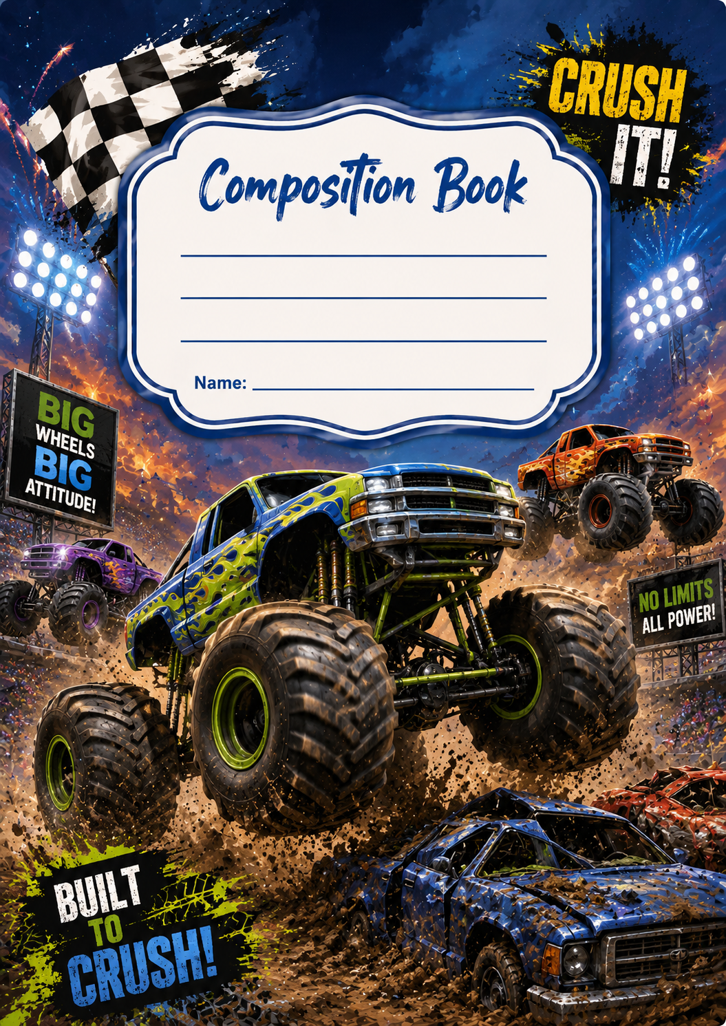 Monster Truck Stick & Peel Notebook Cover