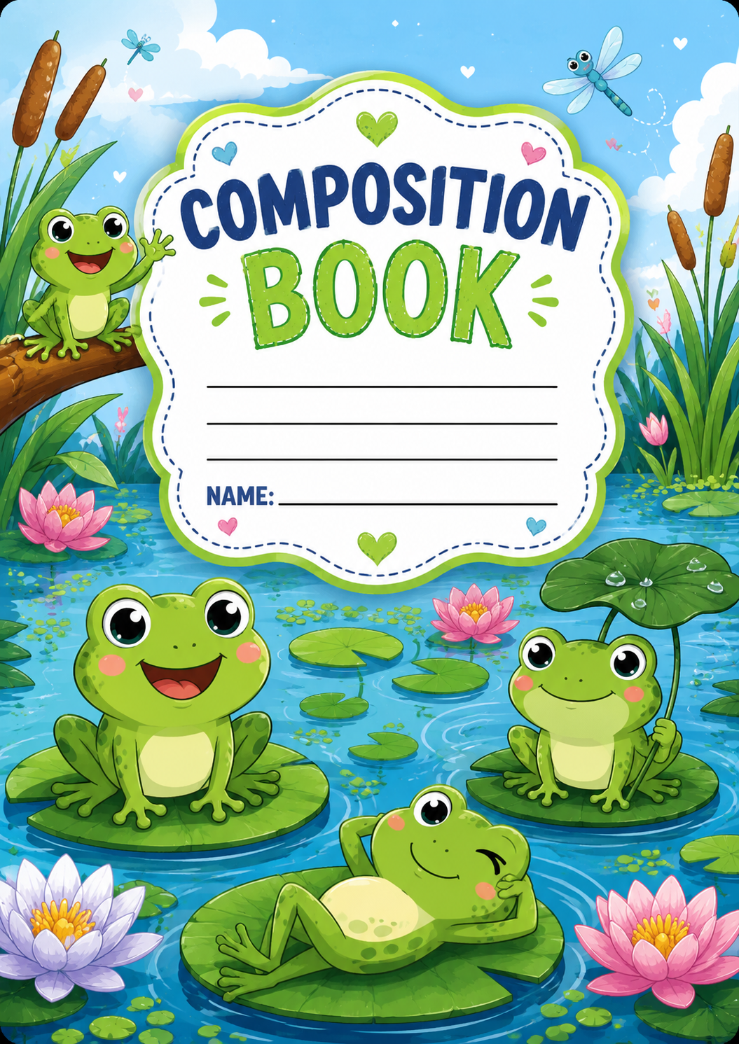 Frogs on Lily Pads Stick & Peel Notebook Cover