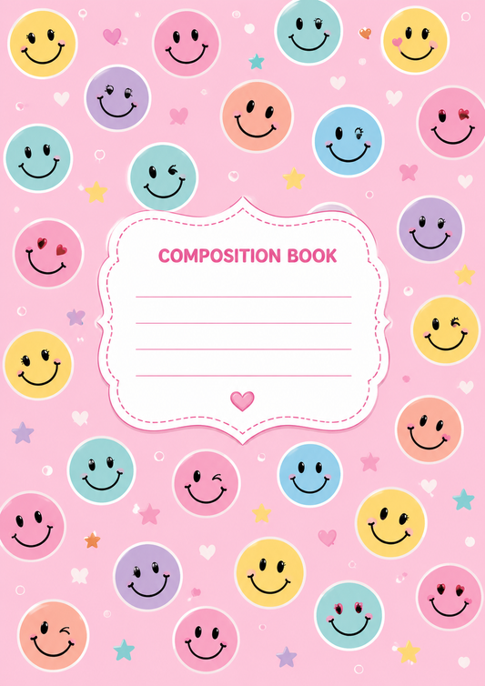 Pastel Smiley Faces Stick & Peel Notebook Cover