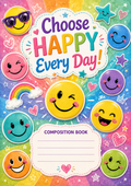 Vibrant Colored Smiley Faces Vinyl Notebook Cover