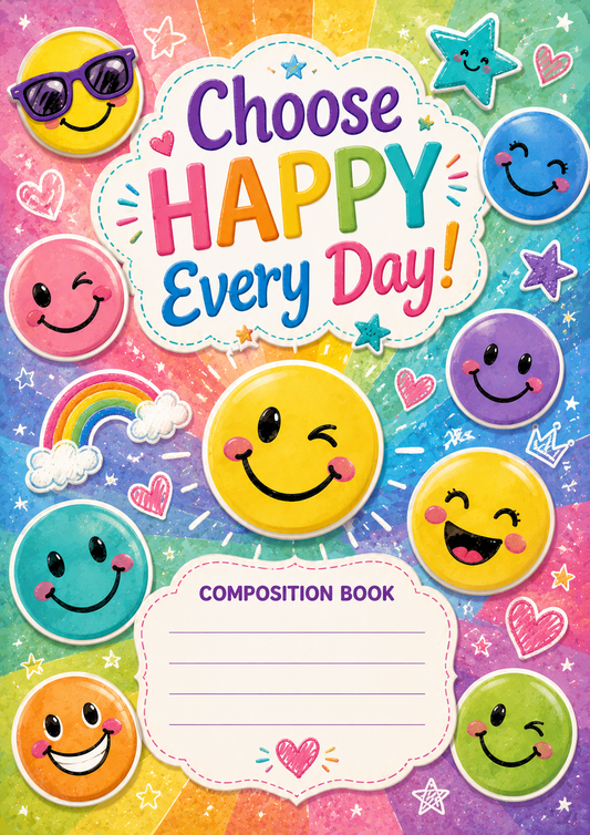 Vibrant Colored Smiley Faces Stick & Peel Notebook Cover
