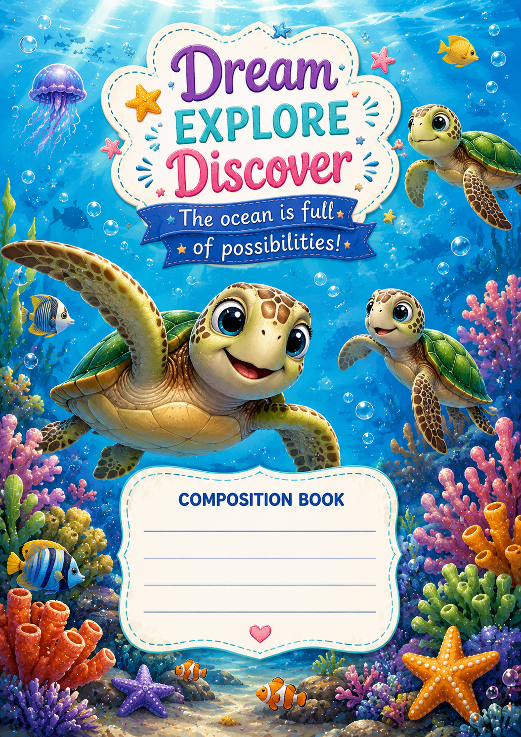 Sea Turtles Stick & Peel Notebook Cover