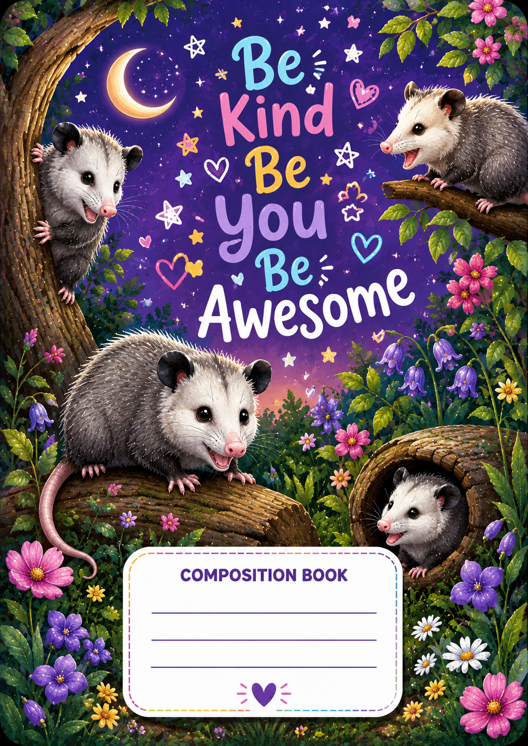 Opossum Stick & Peel Notebook Cover